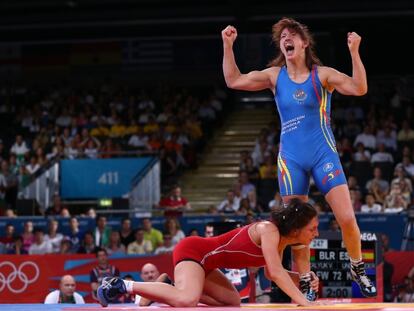 Maider Unda celebra su bronce en los Juegos de Londres.
