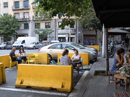 Terraza ampliada de Barcelona.