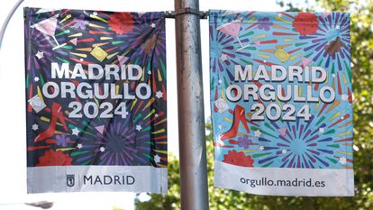 Carteles del Orgullo 2024 colocados por el centro de Madrid.