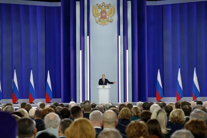 Putin, ayer durante su discurso en Moscú.