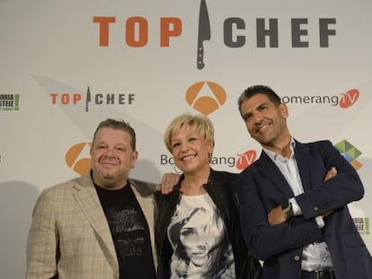 Los cocineros Alberto Chicote, Susi Díaz y Paco Roncero, jurado de la tercera edición de 'Top Chef'.