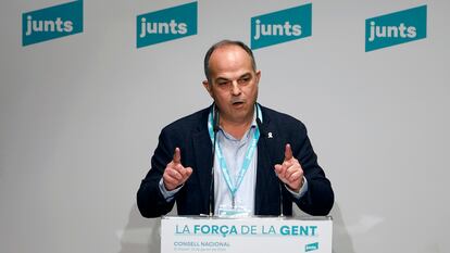 El secretario general de JxCat, Jordi Turull, en una intervención el pasado mes de febrero. EFE/Alberto Estévez
