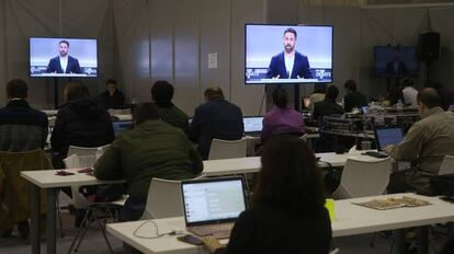 Santiago Abascal durante un momento del debate organizado por la Academia de TV.