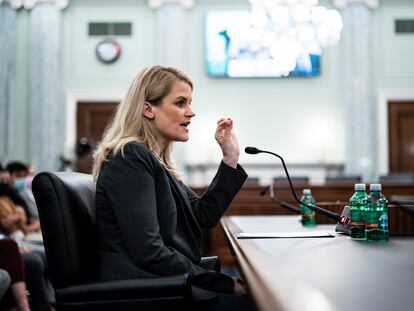 La exempleada de Facebook Frances Haugen, este martes en su comparecencia en el Congreso de EE UU.