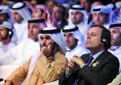 Rosell, durante la conferencia en Abu Dabi.