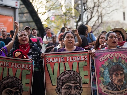 Protesta por el asesinato del activista Samir Flores, un año después.