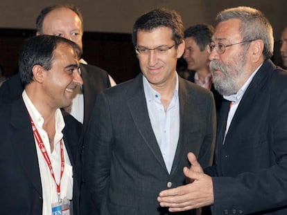 José Antonio Gómez, Núñez Feijóo y Cándido Méndez