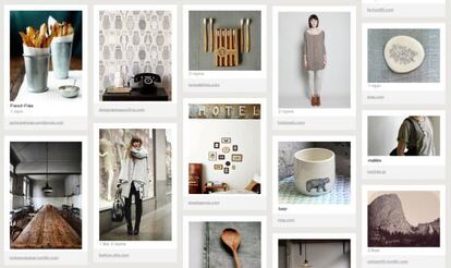 Aspecto de una página de la red social Pinterest.