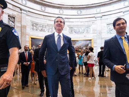 El gobernador de California, Gavin Newsom, de visita en el Capitolio de Washington, en julio de 2022.