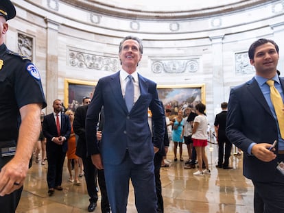 El gobernador de California, Gavin Newsom, de visita en el Capitolio de Washington, en julio de 2022.
