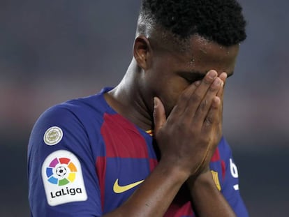 Ansu Fati, en el partido ante el Valladolid en el Camp Nou.