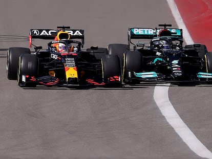 Max Verstappen e Lewis Hamilton no GP das Américas.