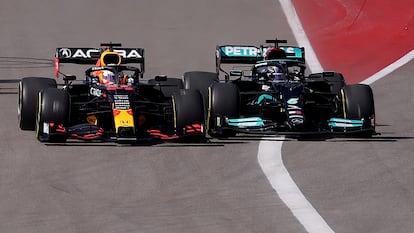 Max Verstappen e Lewis Hamilton no GP das Américas.