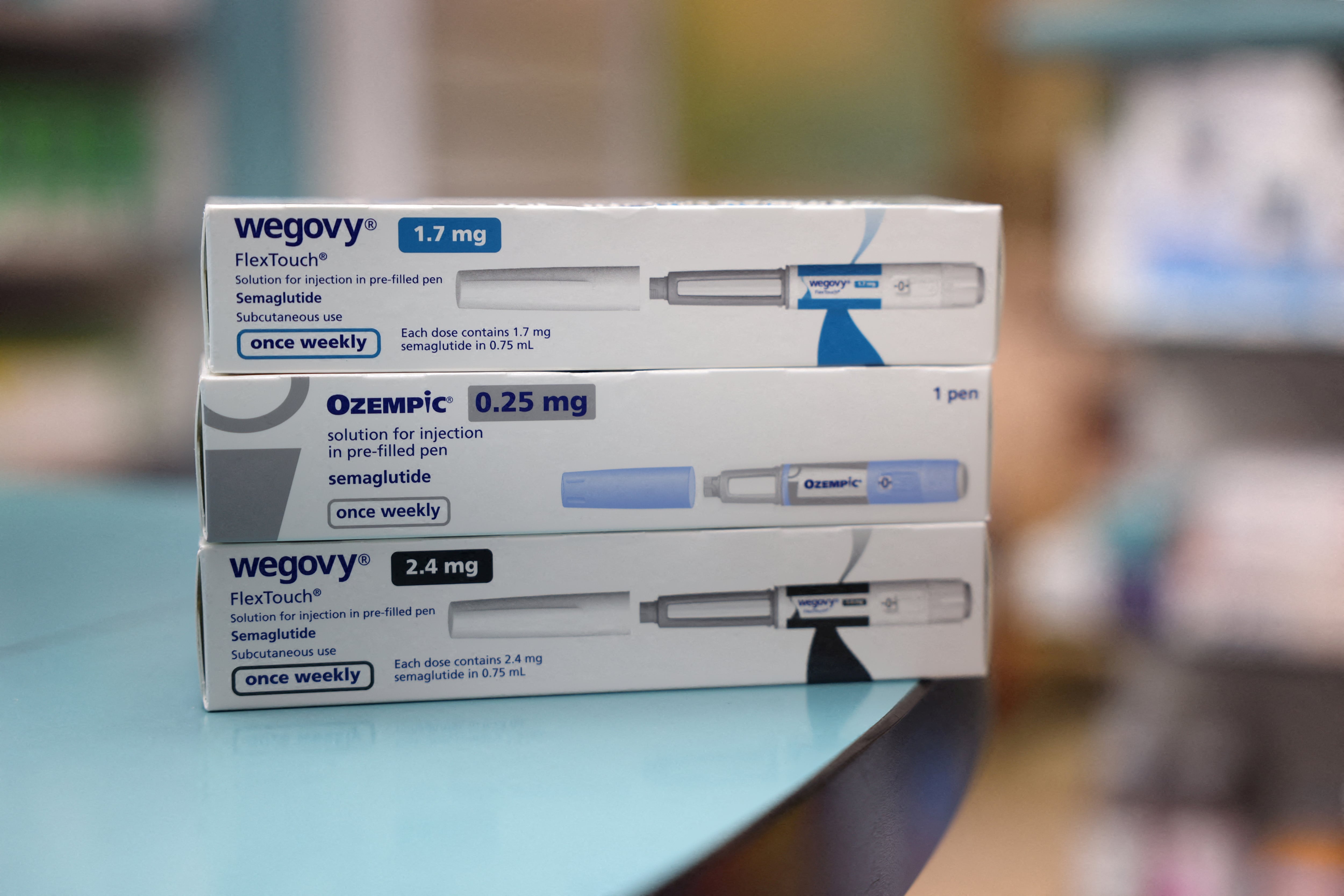 Cajas de Ozempic y Wegovy, medicamentos de Novo Nordisk.