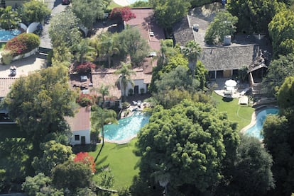 Aerial view of Marilyn Monroe's former home in Brentwood, California.