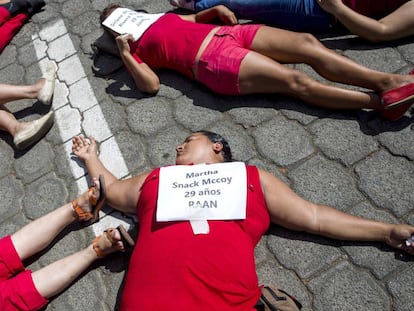 Protesta de mujeres en Managua para exigir justicia en casos de violencia de g&eacute;nero. 