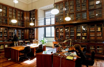 Sala Cervantes, para investigadores, de la Biblioteca Nacional.