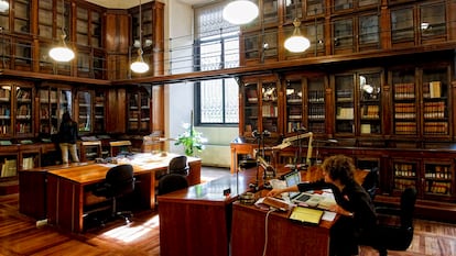 Sala Cervantes, para investigadores, de la Biblioteca Nacional.