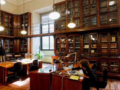 Sala Cervantes, para investigadores, de la Biblioteca Nacional.