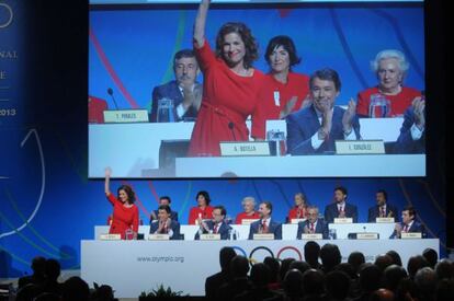 Botella, durante la presentaci&oacute;n del s&aacute;bado ante el COI. 