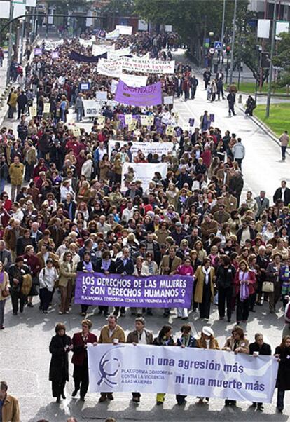 Manifestación contra la violencia machista celebrada ayer en Córdoba.