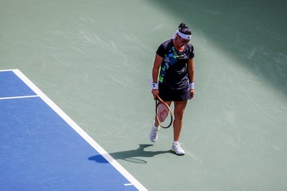 Ons Jabeur, durante un partido en Nueva York.