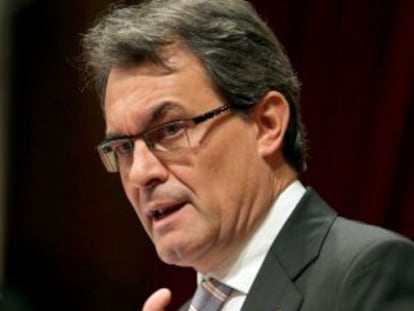 Artur Mas, durante su intervención de ayer en el Parlamento de Cataluña.