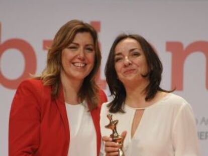 Susana Díaz y Pepa Bueno, en la entrega de los Premios Meridiana.