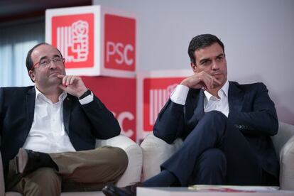 MIquel Iceta, a la izquierda, y Pedro S&aacute;nchez.