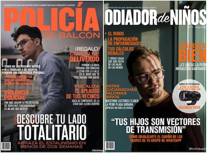 Memes en forma de falsa portada de revista diseñados por Nico Ordozgoiti.