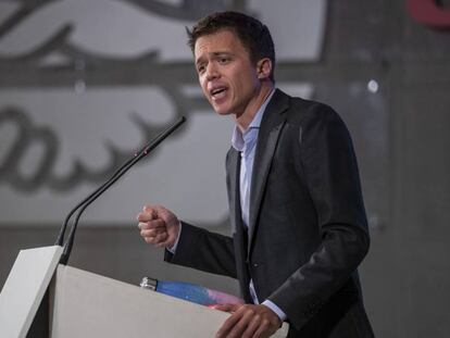 Íñigo Errejón durante la presentación de su candidatura a las elecciones.