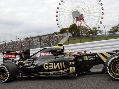 El piloto venezolano Pastor Maldonado, a bordo de su Lotus en el &uacute;ltimo Gran Premio de Jap&oacute;n de F&oacute;rmula 1
