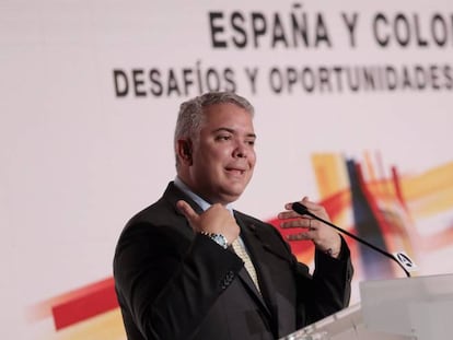 El presidente de Colombia, Iván Duque, en las jornadas económicas 'España y Colombia, Desafíos y Oportunidades de Inversión 2021' 