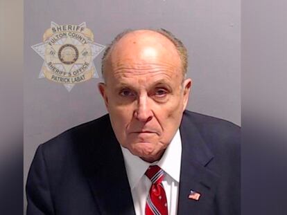 Mugshot of Rudy Giuliani provided by Fulton County prison.