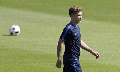 Griezmann, en un entrenamiento con Francia.