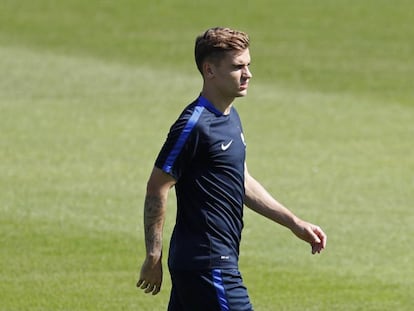 Griezmann, en un entrenamiento con Francia.