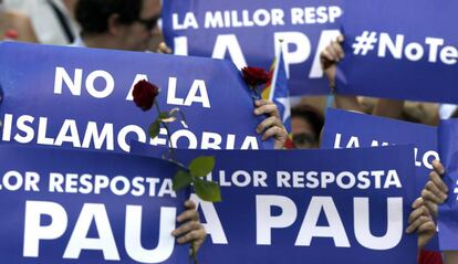 Manifestaci&oacute;n contra los atentados yihadistas en Catalu&ntilde;a el pasado s&aacute;bado.