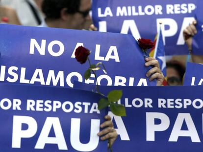 Manifestación contra los atentados yihadistas en Cataluña el pasado sábado.