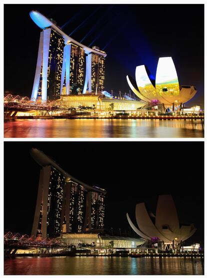 El Hotel Marina Bay Sands y el Museo ArtScience en Singapur.