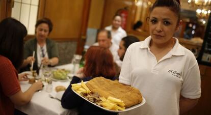 Plato de cachopo en el bar El Cogollo.