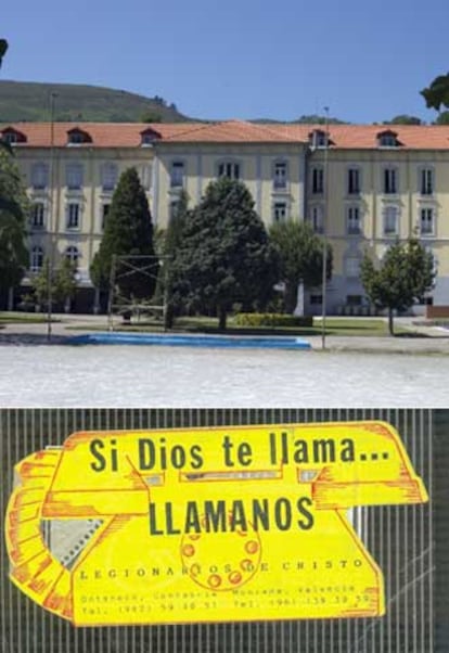 El seminario de Ontaneda (Cantabria), que aparece anunciado en el cartel de abajo.