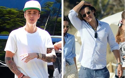 Justin Bieber (izquierda) y Orlando Bloom.