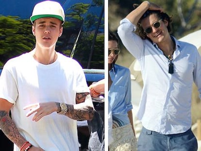 Justin Bieber (izquierda) y Orlando Bloom. 