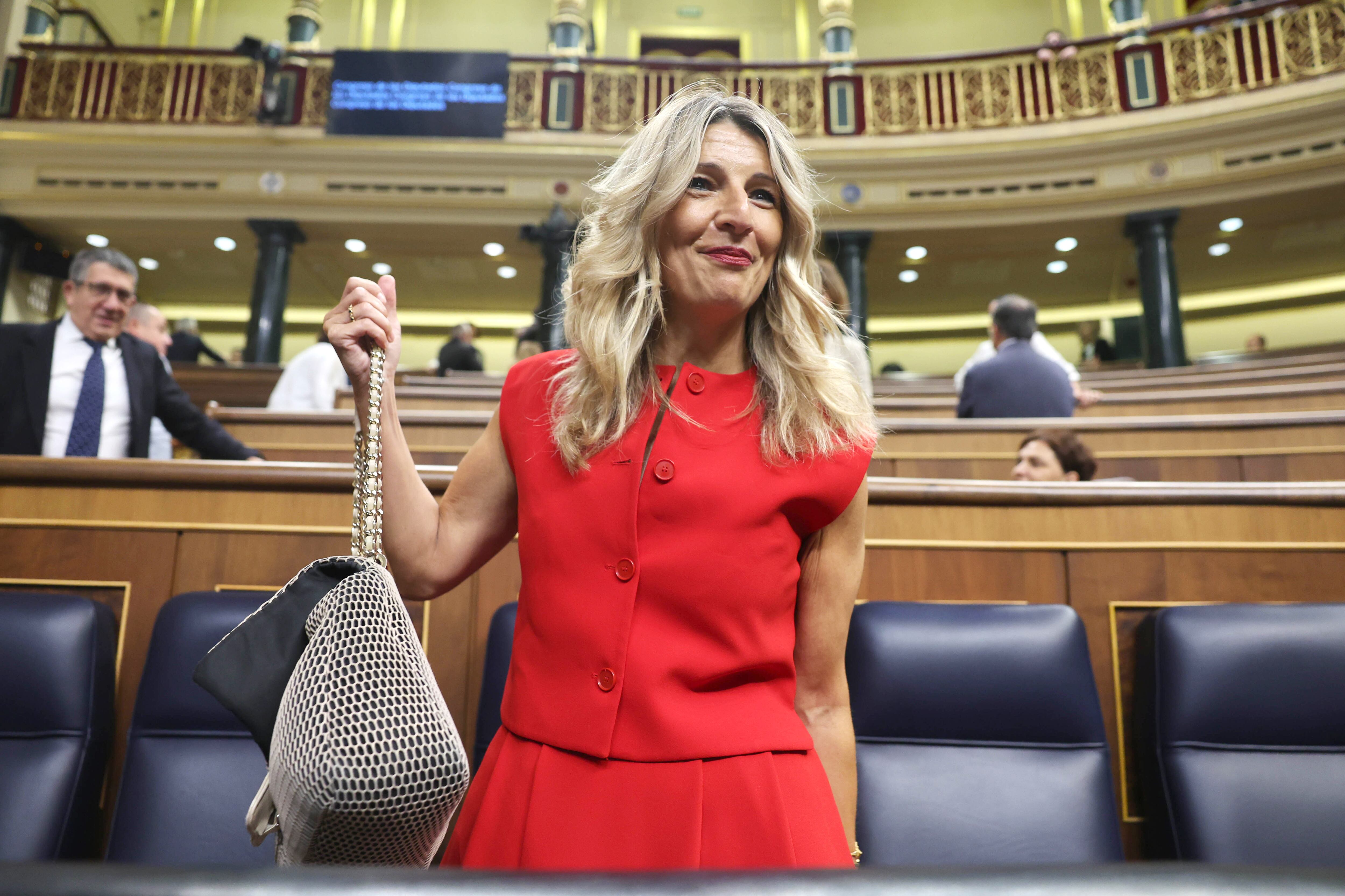 La vicepresidenta Yolanda Díaz, este miércoles durante la sesión de control al Gobierno en el Congreso.