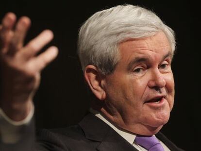 El candidato presidencial Newt Gingrich ofrece un discurso en Ohio, hace tres días.
