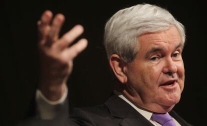 El candidato presidencial Newt Gingrich ofrece un discurso en Ohio, hace tres días.