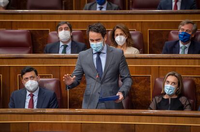 El secretario general del PP, Teodoro García Egea, interviene este miércoles en el Congreso.