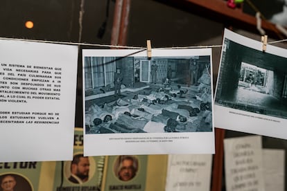 Los estudiantes en el Uriel Gutiérrez han preparado una exposición de imágenes del 16 de mayo de 1984. Estas fotografías se entremezclan con mensaje alusivos a la disputa actual por la Rectoría: hay mensajes contra Peña y otros exrectores que lo apoyaron. 