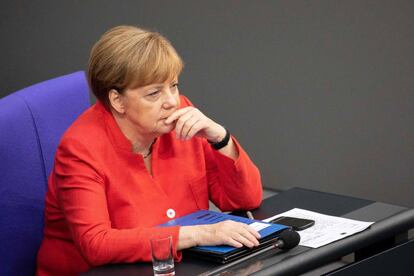 La canciller alemana, Angela Merkel, durante una sesión en el Bundestag.