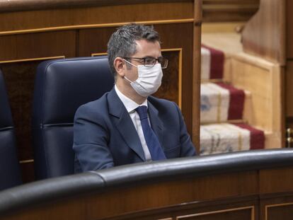 El ministro de la Presidencia, Relaciones con las Cortes y Memoria Democrática, Félix Bolaños, en el Congreso de los Diputados, el 11 de noviembre.